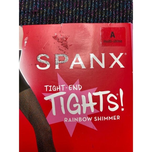 SPANX Tight End‎ Tights Women's  Sz A Black Metallic Sparkle Rainbow Shimmer NEW - Picture 3 of 15